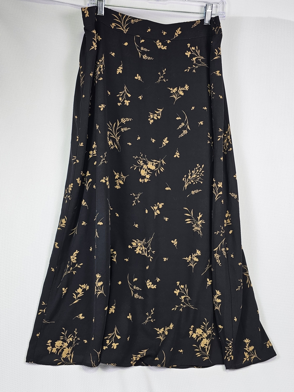 Vince Camuto Black Maxi Skirt with Gold Floral Print
